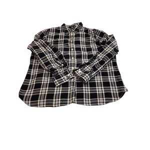 Vintage LRL Lauren Co Black/White Purple Plaid Cotton Button Down Shirt XL